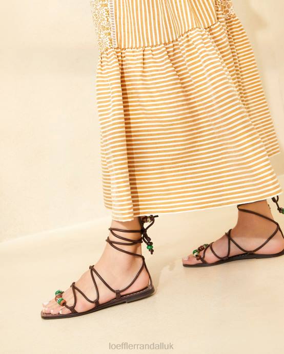 Shoes X82V134 Chocolate Women Loeffler Randall Colleen Knot Lace-Up Sandal