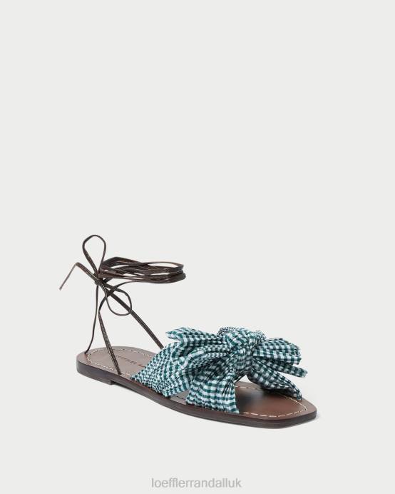 Shoes X82V136 Mini Green Gingham Women Loeffler Randall Peony Bow Slide