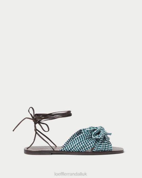 Shoes X82V136 Mini Green Gingham Women Loeffler Randall Peony Bow Slide