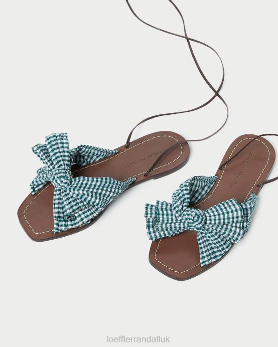 Shoes X82V136 Mini Green Gingham Women Loeffler Randall Peony Bow Slide